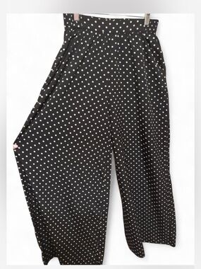 Zara Black with White Polka Dot Wide-Leg Pants